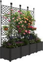 4 PCS Raised Garden Bed with Trellis, 65" LX16 WX63 H Plastic Planter Box for Climbing Plants, Outdoor Vertical Garden with Privacy Screen for Patio, Balcony, Backyard – Sturdy & Lightweight