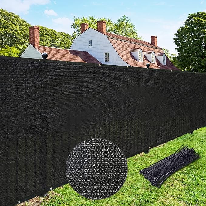UPGRADE Privacy Fence Screen 5'x14' Black Outdoor 90% Visibility Blockage 170 GSM Mesh Shade Cover Panels for Backyard,Balcony,Home Decoration with Zip Ties,Customized Avaliable