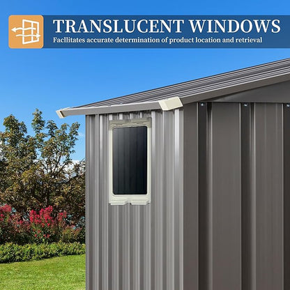 Vongrasig Outdoor Storage Shed, 6 x 4 FT Outside Metal Garden Shed with Large Window and Lockable Door, Waterproof Tool Shed for Backyard Patio, Lawn and Garden (Gray)