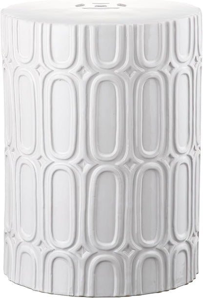 Safavieh Castle Gardens Collection Melody Antique White Glazed Ceramic Garden Stool