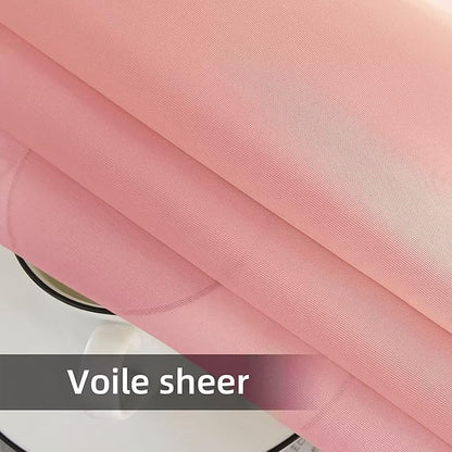 SpaceDresser Waterproof Outdoor Sheer Curtains for Patio - 2 Panels Rod Pocket Indoor Voile Sheer Curtain for Living Room,52W x 96L inch, Blush