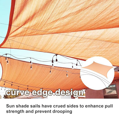 SUNLAX Sun Shade Sail 11' x 15' Peach Fuzz Rectangle Canopy Sail Shade Cover UV Block Permeable Sunshade Outdoor for Patio Backyard Deck Pergola (We Make Custom Size)
