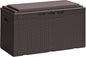 Greesum 100 Gallon Resin Deck Box Large Outdoor Storage Boxes with Cushions for Garden Tools, Patio Furniture Pillows, Pool Supplies, Dark Brown