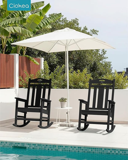 Ciokea Oversized Outdoor Rocking Chair, 380lbs Heavy-Duty Large Patio Rocker, Weather Resistant & Anti-Fade Porch Chair, High Back Cozy Rocking Chair for Outside, Fire Pit, Deck, Garden, Black