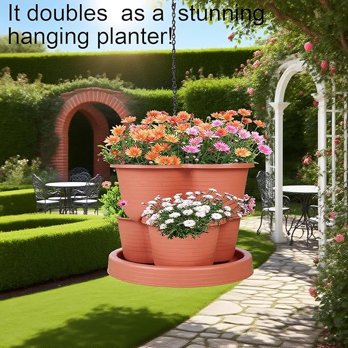 5-Tier Vertical Garden Tower Stackable Planter for Strawberries, Flowers, Vegetables & Herbs(Indoor & Outdoor)