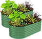 2 Pcs Raised Garden Beds Outdoor 10x4x1.5 ft - Galvanized Steel Planter Box for Vegetables, Flowers, Rust-Resistant Garden Box, Easy Assembly Raised Beds, Durable Planters for Outdoor Plants, Green
