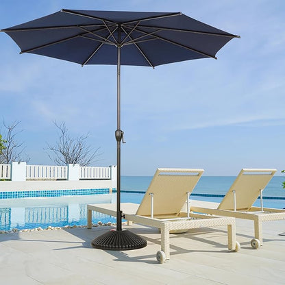 Abba Patio 11FT Lyon Outdoor Patio Umbrella Outdoor Table Umbrella with Push Button Tilt and Crank Market Umbrella 8 Sturdy Ribs UV Protection Waterproof for Garden Deck Backyard Pool, Navy Blue