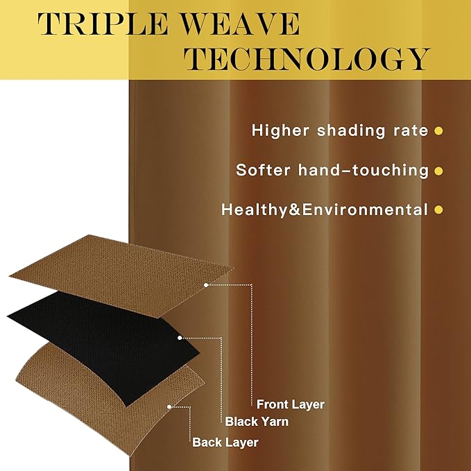 NICETOWN Blackout Doorway Curtain Drape 78 inch Long - Grommet Noise Reducing Thermal Insulated Solid Modern Window Treatments for Bedroom Closet (1 Panel, 52 x 78 Inch, Gold Brown)