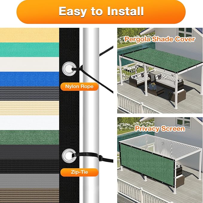 Artpuch Outdoor Pergola Shade Cover 8' X 17' Sun Shade Cloth with Grommets, 90% UV Protection Canopy Patio Privacy Screen (Customized Available) GN107, Green