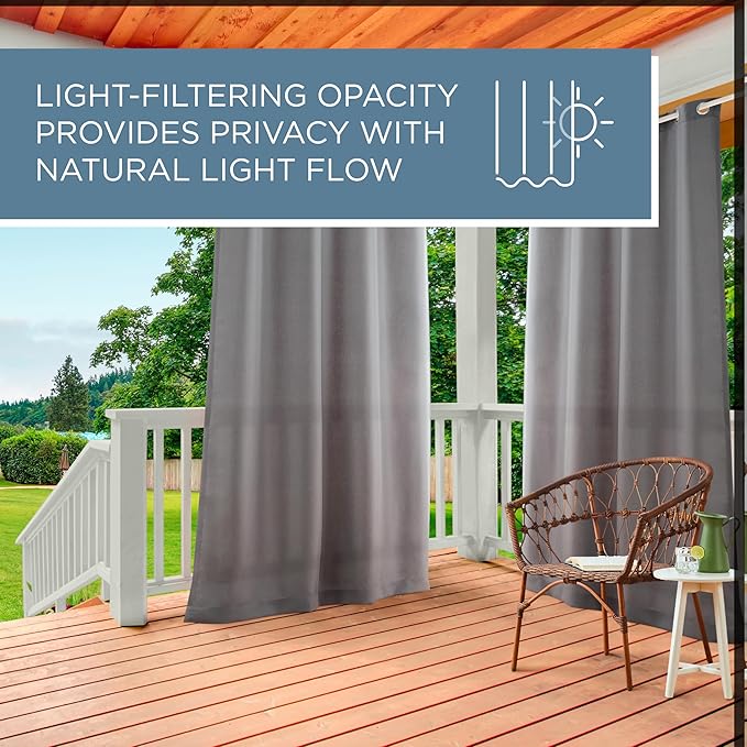 TOWN & COUNTRY BASICS Heavyweight Grommet Curtain, Cloud Grey | Light Filtering | Indoor Outdoor | Water Repellent | 54"x84", Pack of 12