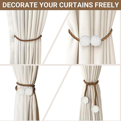 Hion Magnetic Curtain Tiebacks Dark Brown 2pcs, Curtain Tiebacks Buckles Holdbacks Holders Hooks Clip for Home Bedroom Office Decorative Curtain