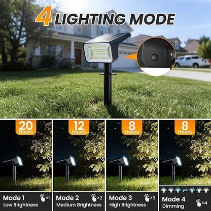 Fabrito Solar Spot Lights Outdoor 10 Pack, [108Leds, 4 Modes] Auto On/Off Spotlights, IP67 Waterproof Landscape Lights for Tree, Yard, Patio, Pool, Pathway, Driveway, Cool White