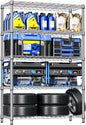 IZEUK 5-Tier Heavy Duty Metal Storage Shelving Unit (Chrome, 17.7" D x 47.2" W x 72.3" H, 1750 lbs Capacity), Adjustable Steel Wire Rack Shelf Organizer for Garage, Kitchen, Pantry, Basement, Laundry