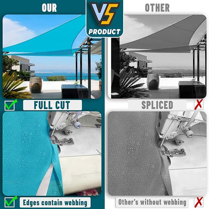 LOVE STORY Custom Size 15'x15'x21.2' Turquoise Blue Sun Shade Sail Right Triangle Sunhsade Fabric Awning Canopy for Patio Backyard Carport Pergola (Customized)