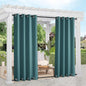 NICETOWN 2 Panels Outdoor Curtains for Patio Waterproof & Windproof, Thermal Insulated Rustproof Top and Bottom Grommet Blackout Outdoor Curtain Drapes for Pergola, W52 by L95, Teal