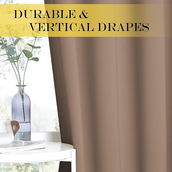 NICETOWN Blackout Drapery Curtain Panel - Window Treatment Thermal Insulated Solid Grommet Blackout Drape for Bedroom (1 Panel, 52 by 45 inches, Cappuccino)