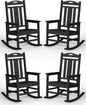 Ciokea Oversized Outdoor Rocking Chairs Set of 4, 380lbs Heavy-Duty Large Patio Rocker, High Back Cozy Porch Chairs, Weather Resistant Patio Rocking Chairs for Outside, Fire Pit, Deck, Black