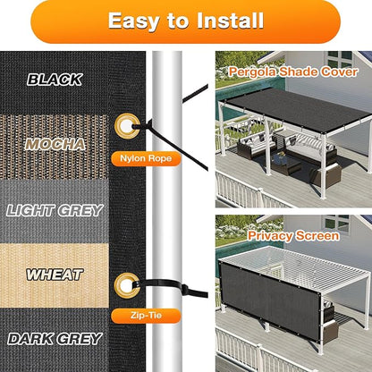 Artpuch Outdoor Pergola Shade Cover 9x10 FT Sun Shade Cloth with Grommets Dark Grey 90% UV Protection Canopy Patio Privacy Screen (Customized Available)