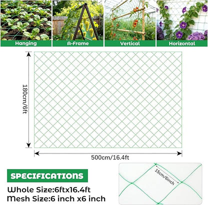 DECYOOL Trellis Netting for Climbing Plants, Garden Trellis Netting Plant Support Net 1.8 x 5 m Heavy Duty Nylon Climbing Vine Net for Outdoor Vegetables
