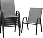PIZZELLO Patio Chairs Set of 6 - Outdoor Stackable Dining Chairs for All Weather - Lightweight Textilene Outdoor Chair Sets with Armrests - 330Lbs Capacity - for Backyard Garden Porch Poolside (Grey)