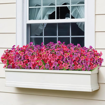 AGIRL 16 Bundles Artificial Flowers for Outdoor,No Fade Fake Plastic Flowers Faux Plants for Hanging Planters Decoration Indoor Outside Garden Porch Window Box Home Wedding