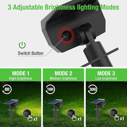 nipify 10 Pack Solar Spot Lights Outdoor Motion Sensor with 3 Modes,Solar Spotlights Outdoor Waterproof 2-in-1 Auto On/Off Landscape Lighting for Outside Yard Wall Garden Pathway, Warm White