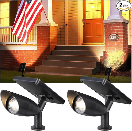 Boajuna Solar Spot Light Outdoor, Solar Landscape Spotlight Waterproof Security Wall Lamp Lights for Patio Yard Lawn Driveway Trees Flags Christmas Decor