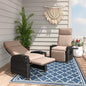 Grand patio Outdoor Recliner Air Pump 150° Lay Flat Reclining Chair with Independent Adjustable Back and Footrest Removable Olefin Cushion Flip-Up Table Wicker Beige 2PCS