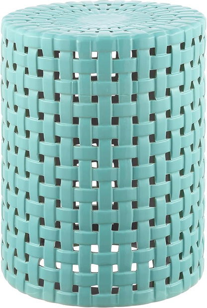 SAFAVIEH Home Collection Sayre Robins Egg Blue Ceramic 18-inch Decorative Accent Garden Stool for Living Room, Bathroom, Patio, Side Table, Plant Stand (Fully Assembled)