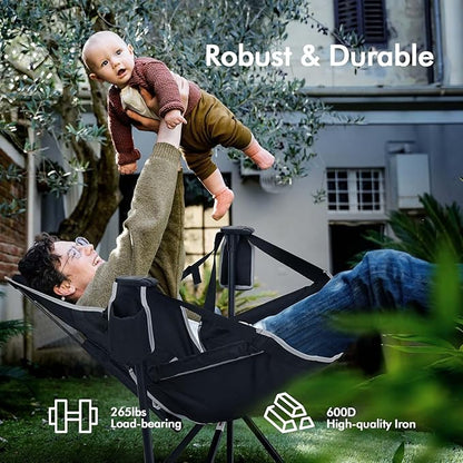 AKSOUL Hammock Camping Chair Swinging: Foldable & Portable Swing Chairs with Storage Bag - 265lbs Adult Weight Capacity - Folding Rocking for Lawn Camp Stargazer Outdoor