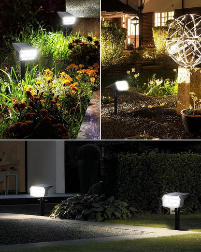 HIBOITEC Solar Spot Lights Outdoor 59LED Landscape Lights Solar Powered Uplights Waterproof Adjustable Brightness Dusk to Dawn for Outside Garden Yard Trees 6 Packs Cool White