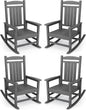 KINGYES Oversized Outdoor Rocking Chair Set of 4, High Density Polyethylene Patio Rocking Chairs with 330lbs Support for Adults, Gray