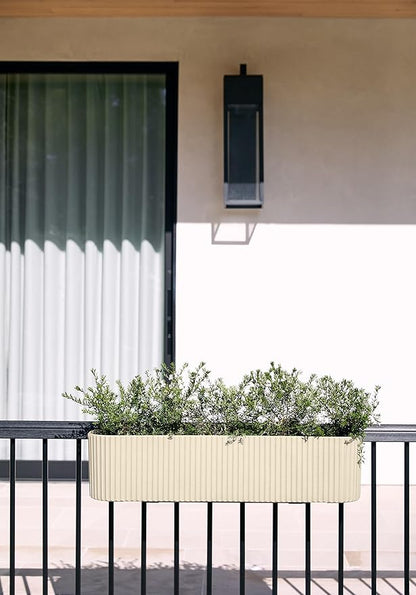 Veradek Demi Series Railing Planter - Hanging Planter Box for Windowsill/Balcony | Plastic-Stone Composite w/Railing Bracket | Modern Décor for Flowers