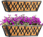 2 Pack 14 Inch Window Boxes Planters Railing Planter Box with Coco Liners Deck Railing Planter Boxes Balcony Hanging Flower Box for Outdoor Plants Garden Decor