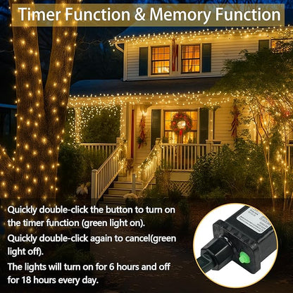 Extra-Long 300LED Christmas Lights Outdoor Indoor, Upgraded Warm White String Lights for Bedroom, Waterproof 13 Modes Plug in Twinkle Fairy String Lights for Home Party Wedding Garden (Warm White)