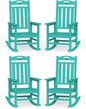 Oversized Rocking Chairs Outdoor Set of 4, High Back Porch Rocking Chair, HDPE All Weather Resistant Patio Chairs, 380lbs Weight Capacity, Lake Blue