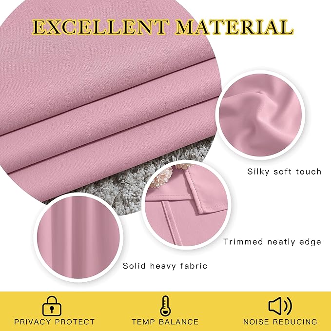NICETOWN Blackout Doorway Curtain Drape 78 inch Long - Grommet Noise Reducing Thermal Insulated Solid Modern Window Treatments for Bedroom Closet (1 Panel, 52 x 78 Inch, Rouge Pink)