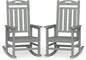 Oversized Outdoor Rocking Chairs Set of 2, High Back Porch Rocker Chair, HDPE Rocking Chairs for Patio, Living Room, Light Grey