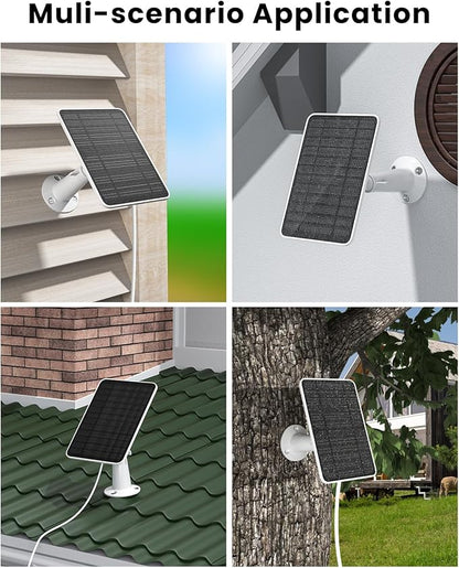 5W Solar Panel Charger Compatible with Arlo Essential 2K Outdoor Camera(2nd Gen)/Essential Outdoor XL(2nd Gen)/Essential Spotlight, IP65 Waterproof 10ft USB-C & Micro USB Cable & Wall Mount, 4 Pack