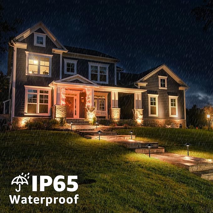 SUNVIE LED Landscape Lighting Kit Low Voltage Landscape Lights with Transformer Low Voltage Pathway Lights Aluminum Landscape Spotlights Path Lights with Connectors for Yard House Garden Tree