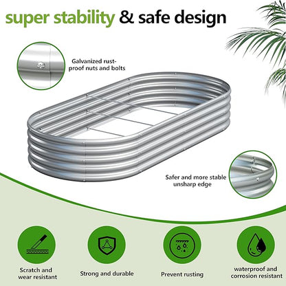 2PCS 8x4x1ft Galvanized Metal Raised Garden Bed Kit,Outdoor Planter Box Vegetables,Flowers,Herbs Durable Rust-Resistant Patio Gardening Beds