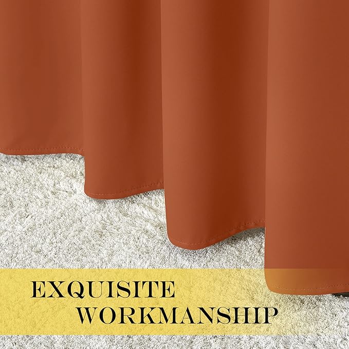 NICETOWN Blackout Curtains & Drapes - Privacy Thermal Efficiency Backdrop Curtains for Bedroom Room Divider Living Room Patio Sliding Glass Door, Wide 80 x Long 144 inch, Burnt Orange, 1 Panel