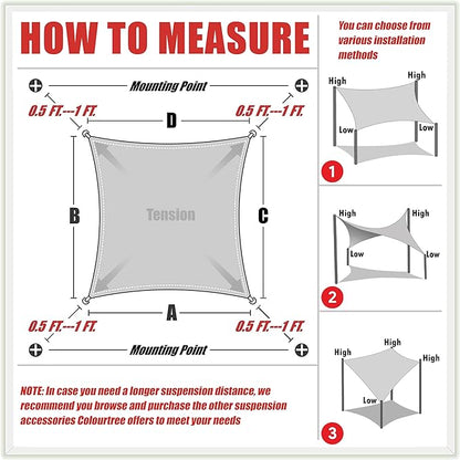 ColourTree TAPR1616 Custom Size 10' x 19' Green Sun Shade Sail Canopy UV Block UPF50 Rectangle - Commercial Standard Heavy Duty - 190 GSM - 3 Years Warranty
