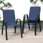 Patio Chairs, Stackable Outdoor Dining Chairs for All Weather Textilene Fabric & Metal Frame, Outdoor Chairs Set for Backyard Deck Garden (Dark Blue, Set of 4)