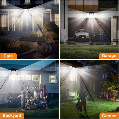 MIHANI Solar Lights Outdoor, Quick Charge Solar Motion Deck Lights Outdoor for Deck with High Brightness, Larger Built-in Tempered Glass Panel, Sensitive PIR Motion Inductor (Remote,4 Pack)