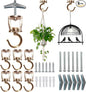 ONIKK Ceiling Hooks for Hanging Plants (6 PCS Gold), Heavy Duty Metal Plant Hooks, Screw in Hooks for Hanging Birdfeeders, Lamps, Planters, Indoor Outdoor Wall Baskets Hooks up to 33 lbs