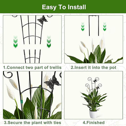 COOMIN 30'' Monstera Plant Support Outdoor, Metal Expandable Plant Supports for Indoor Plants, 4P Garden Trellis for Climbing Plants Indoor - Ivy, Pothos, Philodendron, Hoya