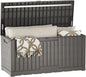 EAST OAK 120 Gallon Outdoor Storage Box | Large Resin Deck Box with Reinforced Stainless Steel Support | Waterproof & UV-Resistant Patio Storage Box for Cushions, Garden Tools & Pool Accessories, Grey