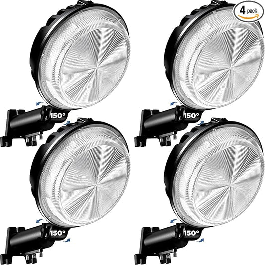 4 Pack 150W LED Barn Light, 20000LM Dusk to Dawn Sensor Security Light with 150° Adjustable Angle Photocell, IP66 Waterproof 6500K Daylight Outdoor Lighting for Farmhouse/Yard/Street