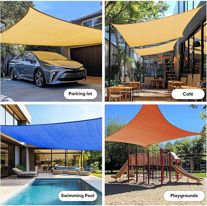 Quictent 185G HDPE Square 24x24FT Sun Shade Sail Canopy 98% UV Block Top Outdoor Cover Patio Garden with Hardware Kit (Brown)